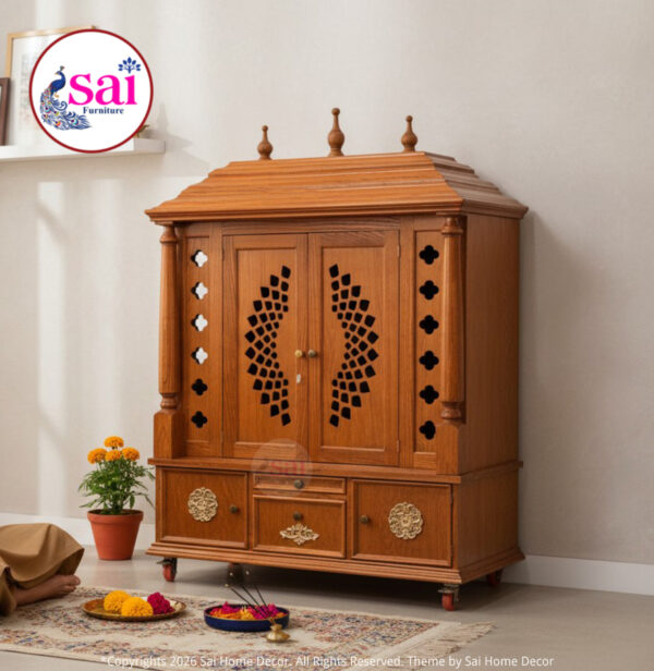 SIAH-Shankha Wooden Pooja Mandir-72 Inches