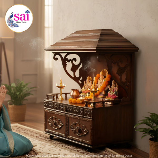 SIAH-Shankha Wooden Pooja Mandir-63 Inches