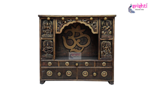 SIAH-Wooden Om Pooja Mandir-30 Inches-M02