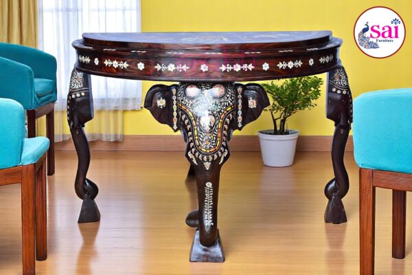 SAIH-Wooden Half Round Table-3 Ft-T01