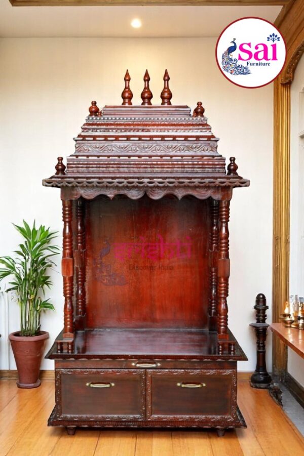 SIAH-Wooden Pooja Mandir Isha Collections-7.5 Ft-I02