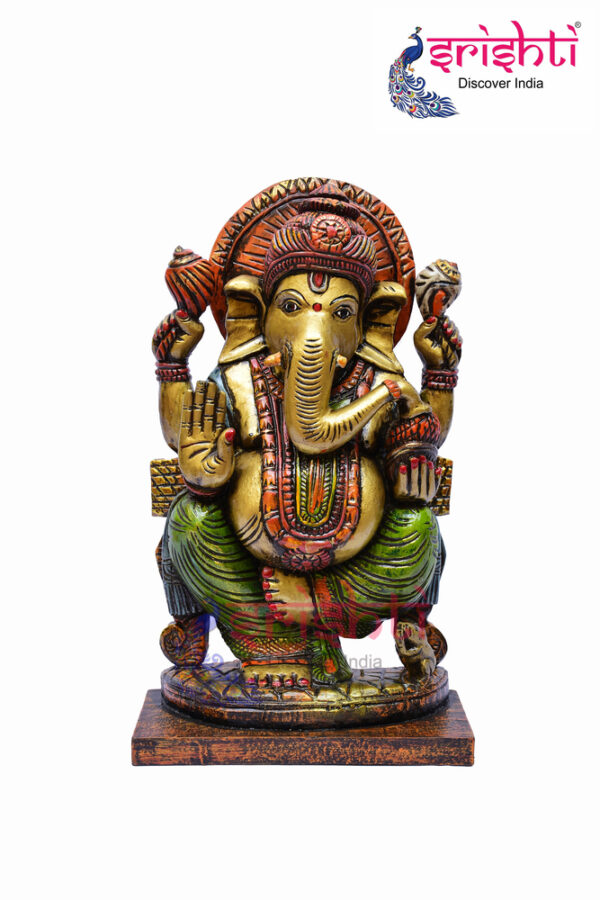 SIAH-Wood Ganesha Statue-19 Inches
