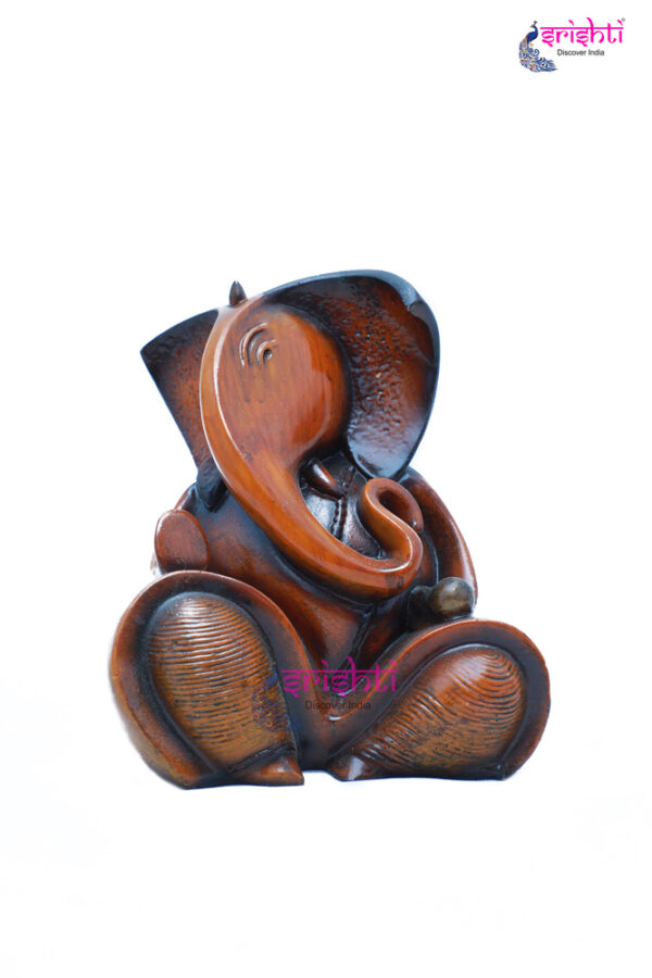 SIAH-Wood Fancy Ganesha Statue-7.3 Inches