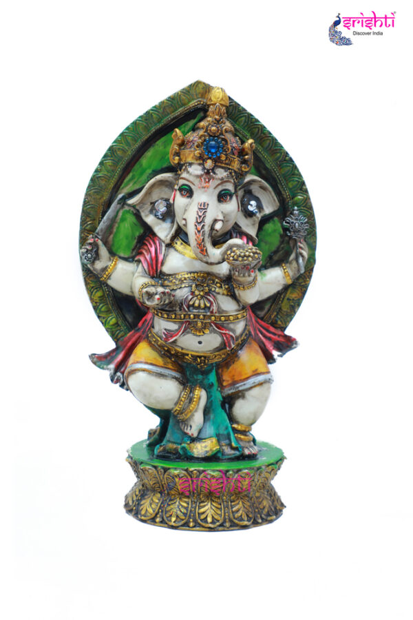 SIAH-Wood Dancing Ganesha Statue-13 Inches