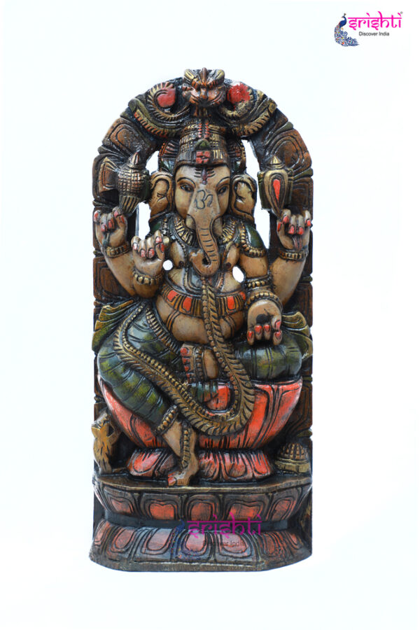 SIAH-Wood Ganesha Statue-23.5 Inches-M02