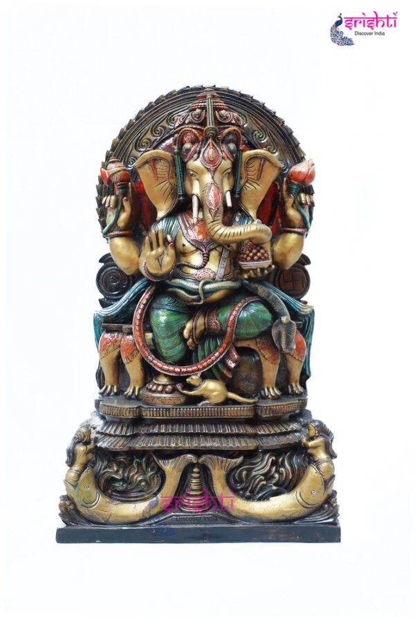 SIAH-Wood Ganesha Statue-23.5 Inches-M03