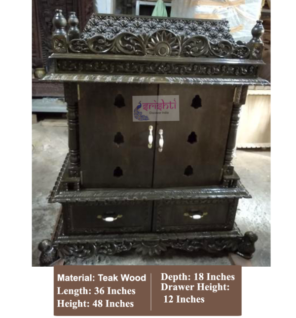 SIAH-Teak Wood Pooja Mandir-M02