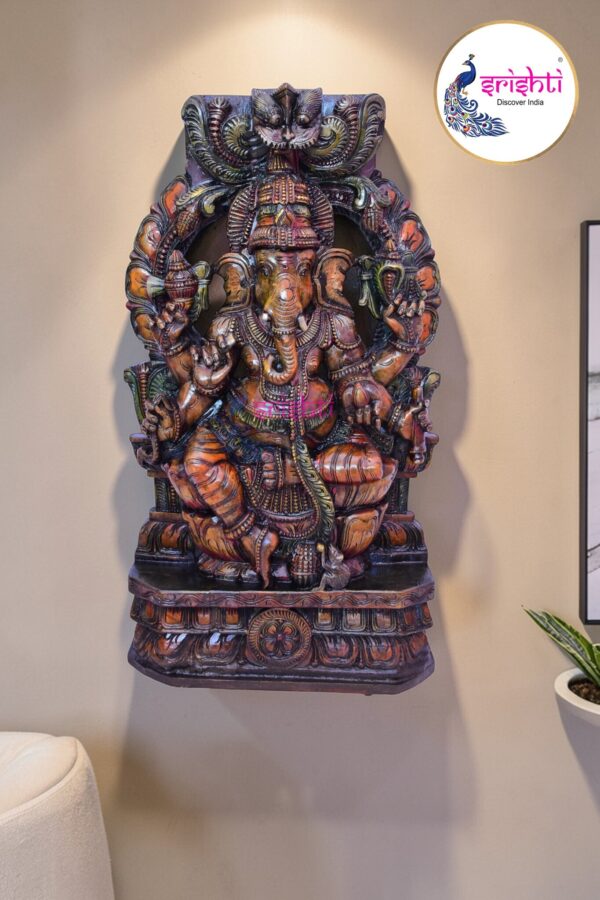 SIAH-Wood Ganesha Statue-36 Inches-M02