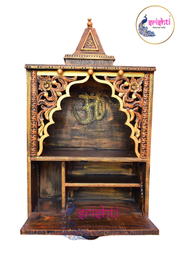 SIAH-Wooden Om Pooja Mandir-44 Inches