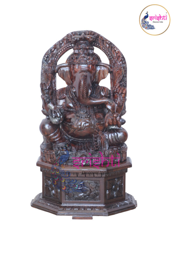 SIAH-Wooden Arch Ganesha Statue-21 Inches