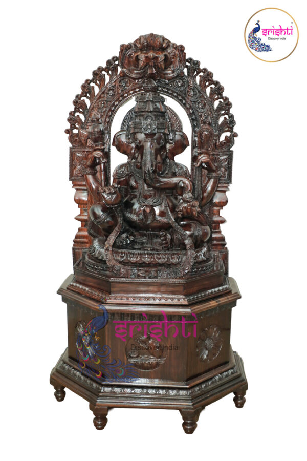 SIAH-Wooden Arch Ganesha Statue-54 Inches