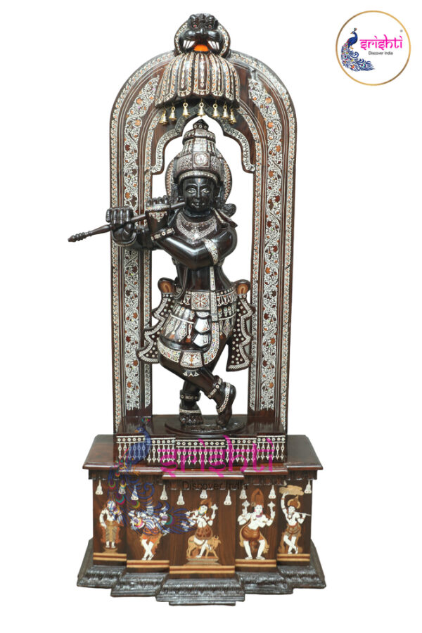 SIAH-Wooden Krishna Statue-70 Inches