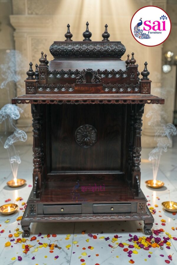 SIAH-Wooden Pooja Mandir Isha Collections-5.5 Ft-I05