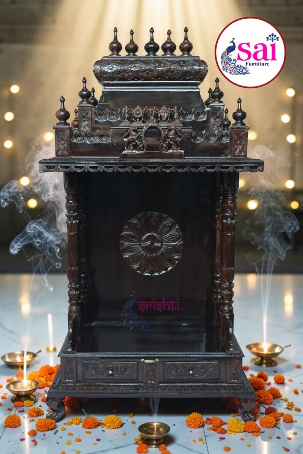 SIAH-Wooden Pooja Mandir Isha Collections-6.5 Ft-I06