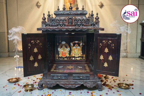 SIAH-Wooden Pooja Mandir Vishwaroopa Collections-5.5 Ft-V14